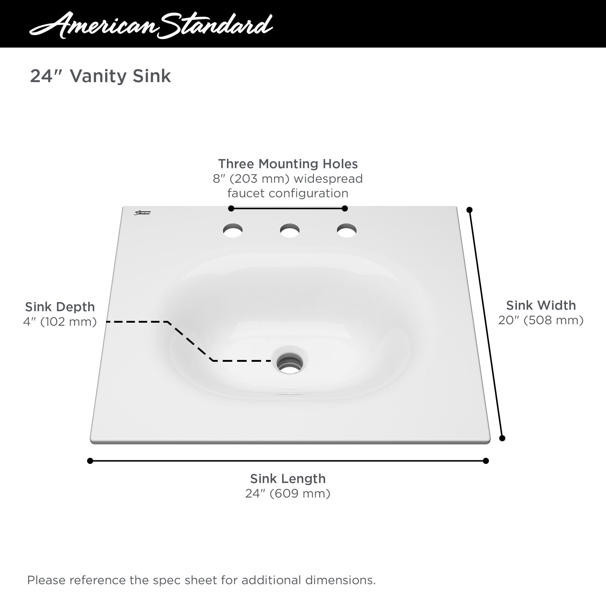 Studio® S 24-Inch Vitreous China Vanity Sink Top 8-Inch Centers